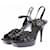 Yves Saint Laurent Sandales à talons "Tribute" noires en cuir vernis  - vue 1
