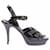 Yves Saint Laurent Sandales à talons "Tribute" noires en cuir vernis  - vue 2