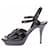 Yves Saint Laurent Sandales à talons "Tribute" noires en cuir vernis  - vue 3