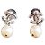 Chanel CC Swing Motiv Perlenohrringe Silber/Weiß