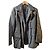 Calvin Klein Wool Coat with Leather Trim Black Grey