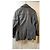 Calvin Klein Wool Coat with Leather Trim Black Grey - view 7
