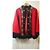 Autre Marque Capa de lana roja con bordado y flecos Negro Multicolor - vista 2