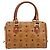 Borsa Boston Vicetos Logogram MCM in pelle PVC marrone e oro Auth BA11007 D'oro - vista 3