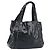 Borsa a mano Gancini in pelle nera e argento di Salvatore Ferragamo Auth BA10955 Nero