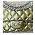 Timeless Chanel Medium Double Flap Tasche aus grünem gestreiftem Lackleder, zeitloser Klassiker mit silberner Hardware Khaki Anthrazitgrau Dunkelgrün - Ansicht 4