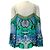 Camilla Top in seta blu / turchese con spalle scese e cristalli - vista 3
