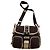 Borsa a spalla in tela e pelle marrone Prada