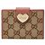 Tarjetero de lona GG Gucci Castaño Beige