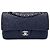 Sac Classique Intemporel Chanel Medium Double Flap en Cuir d'Agneau Noir Camélia avec Quincaillerie Argentée Bijouterie argentée