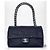 Sac Classique Intemporel Chanel Medium Double Flap en Cuir d'Agneau Noir Camélia avec Quincaillerie Argentée Bijouterie argentée - vue 4