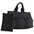 Hermès HERMES Valparaiso PM Borsa a Mano Tela Pelle Nera Argento Auth bs33821 Nero