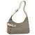 Borsa a Spalla Gancini in Tela Beige Argento Salvatore Ferragamo Auth ka2988