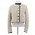 Giacca in pelle Louis Vuitton crema con colletto nero Beige