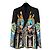 Blazer Versace de seda com estampa de mitologia grega preto azul dourado