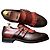 Mocassini Santoni in pelle marrone e bordeaux con nappe Caramello