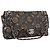 Borsa a Spalla con Catena CHANEL Satin Nero Argento CC Auth ARZ448A