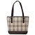Beige Burberry Haus-Check Canvas Tote