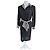 Céline Vestido negro Celine con acentos de vichy Blanco