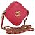 CHANEL Pochette a Spalla Choco Bar con Catena in Pelle di Agnello Rosa Oro CC Auth LNZ440SAM D'oro