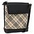 Borsa a Spalla Nova Check Burberry in Tela Beige Nera Argento Autentica 174064 Nero