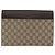 GUCCI GG Supreme Clutch Bag PVC Beige Argento 131213 Auth 173825 - vista 2