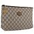 GUCCI GG Plus Supreme Clutch Bag PVC Beige Auth ka2920