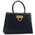 Borsa a mano in pelle Gancini Salvatore Ferragamo blu navy oro Auth bs33743