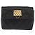 CHANEL Bolsa de Ombro Matelassé em Couro de Cordeiro Preto Ouro CC Auth 172545SAV Dourado - vista 13