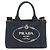 Tote Prada Canapa Damen Schultertasche aus Canvas Marineblau