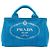 Sacola Prada Blue Small Canvas Canapa Logo Azul