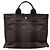 Hermès Tasche Herline PM aus grauem Canvas Braun Anthrazitgrau