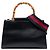 Bamboo Bolso Nymphaea de piel de becerro negra y web de bambú pequeño Gucci Negro