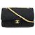 2.55 Borsa a spalla in jersey di cotone matelassé Chanel 25 con catena Nero