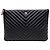 Pochette in pelle trapuntata nera a zigzag Chanel Nero