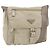 PRADA Schultertasche Nylon Beige Silber Authentisch bs33739