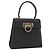 Borsa a mano in pelle nera e oro Gancini di Salvatore Ferragamo Auth ka2959 Nero D'oro
