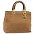 Christian Dior Borsa Lady Dior Canage in nylon marrone e oro Auth bs33840 D'oro