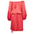 Vestido de Seda Fruncido Yves Saint Laurent Roja  - vista 3