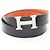 Ceinture H Guilloché Constance d'Hermès Noir Orange