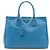 Borsa Prada Galleria Double Zip in Saffiano Lux blu grande Blu chiaro