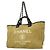 Chanel Deauville Canvas Kettentasche Schwarz Beige