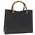 GUCCI Bamboo Hand Bag Leather Black Gold 002 853 0260 Auth ep13849 Golden