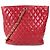 Sac cabas matelassé vintage Chanel Rouge - vue 12