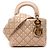 Dior Mini Lady Dior in agnello marrone morbido con borchie Cannage Carne