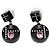 Orecchini in resina nera Chanel con dadi CC e pendenti a forma di cuore in cristallo Nero