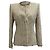 Blazer de tweed com barra desfiada em poliamida creme Alexander McQueen