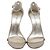 Stuart Weitzman Fabric Ankle Strap Open Toe Sandals in Silver Glitter Silvery Metallic - view 2