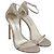 Stuart Weitzman Fabric Ankle Strap Open Toe Sandals in Silver Glitter Silvery Metallic - view 3