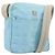 MCM Vicetos Logogram Schultertasche aus Nylon Hellblau Silber Authentisch 174459